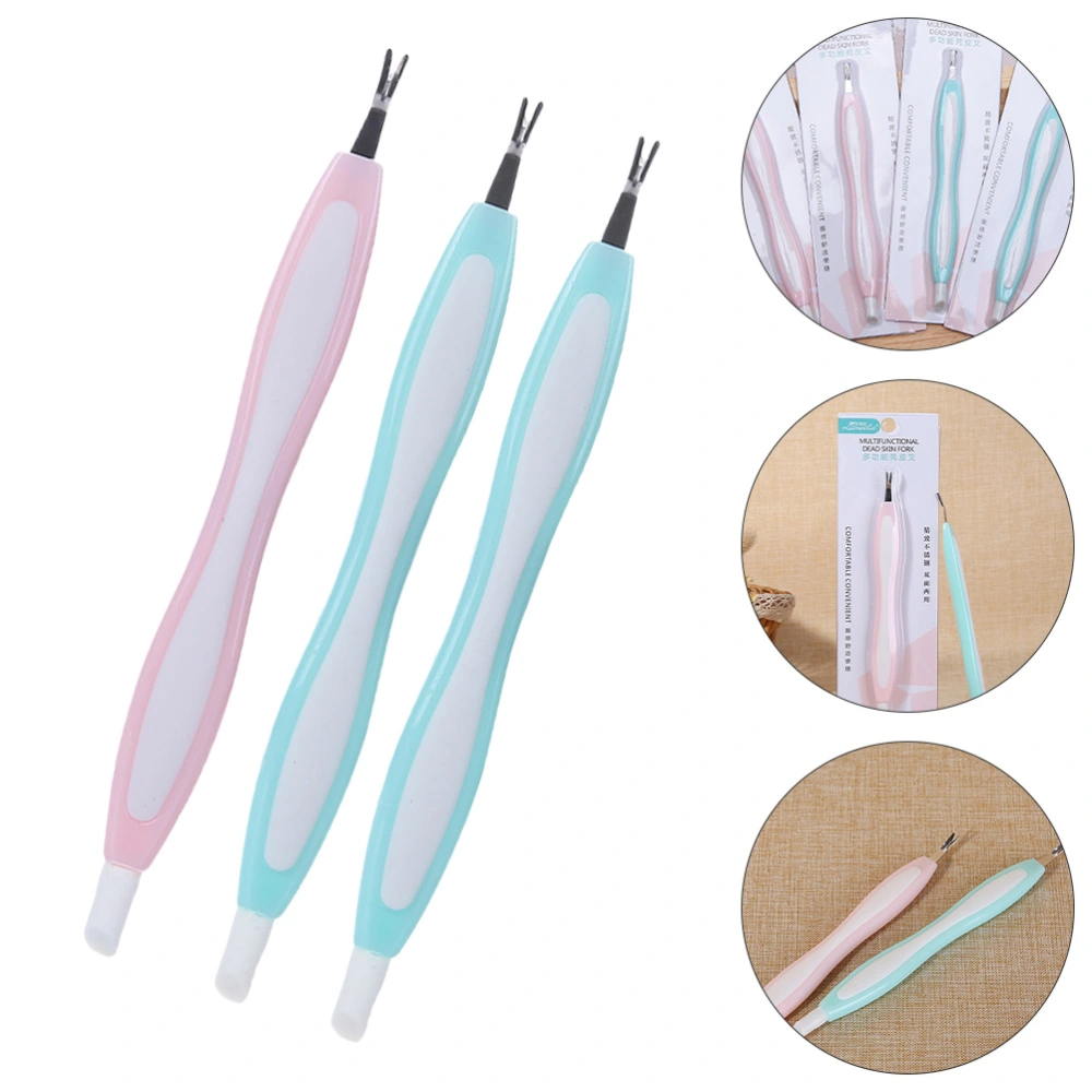 3Pcs Stainless Steel Nail Art ForkManicure Tool Trimmer Nail Remover