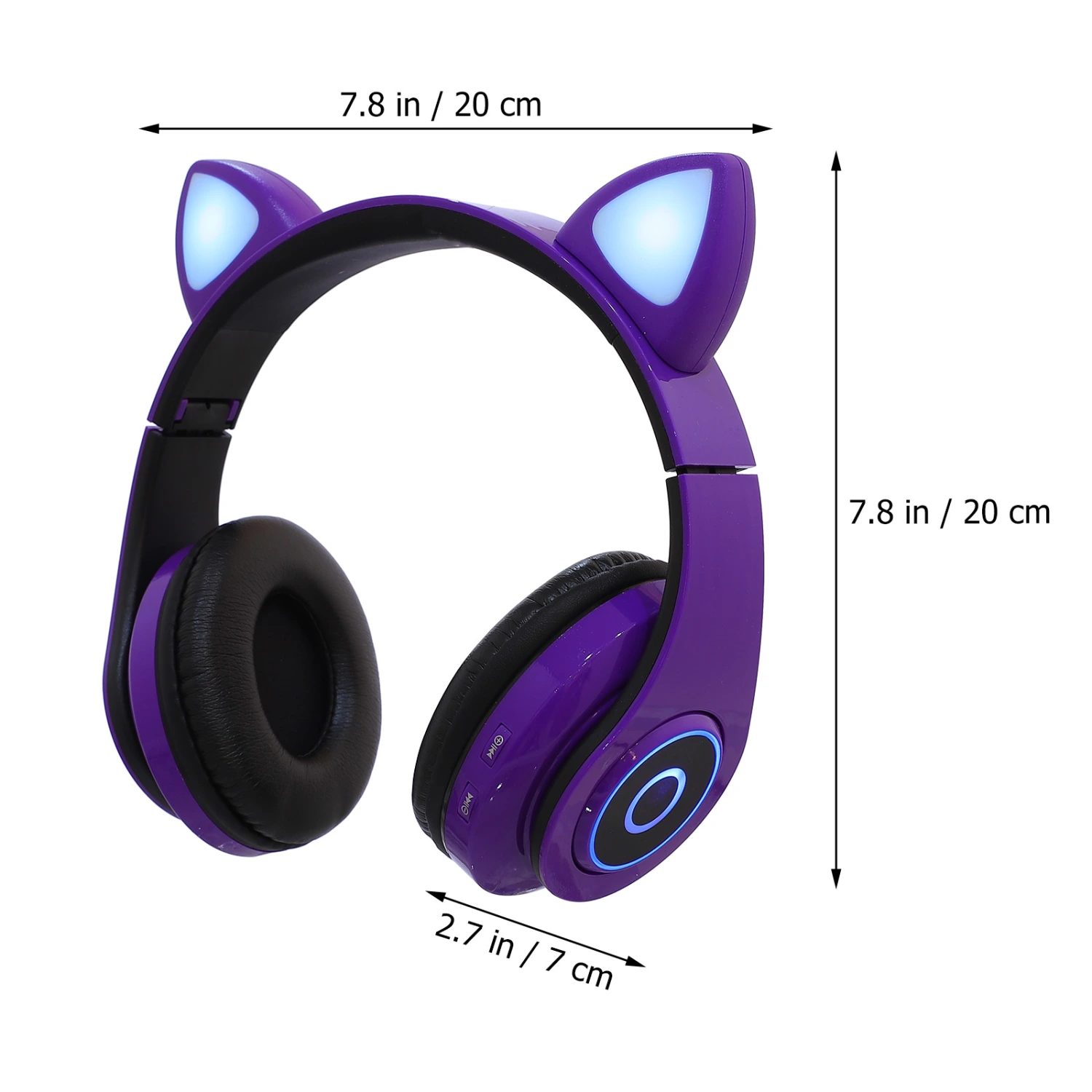 Foldable Wireless Headset Adorable Cat Ear Shape Headphone with Lighting