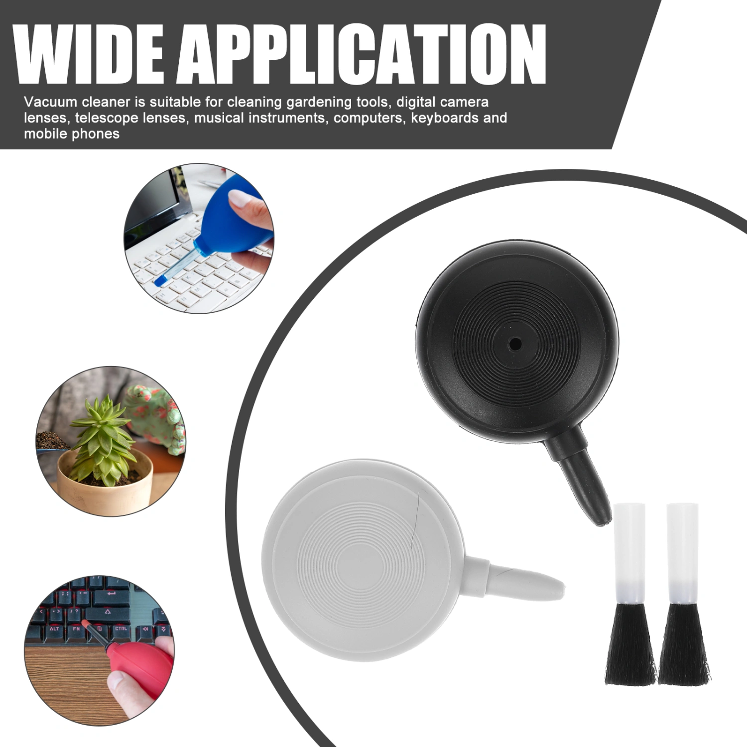 2pcs Air Blaster Dust Blower And Soft Brush Plastic Bulb Air Pump Cleaning Tool