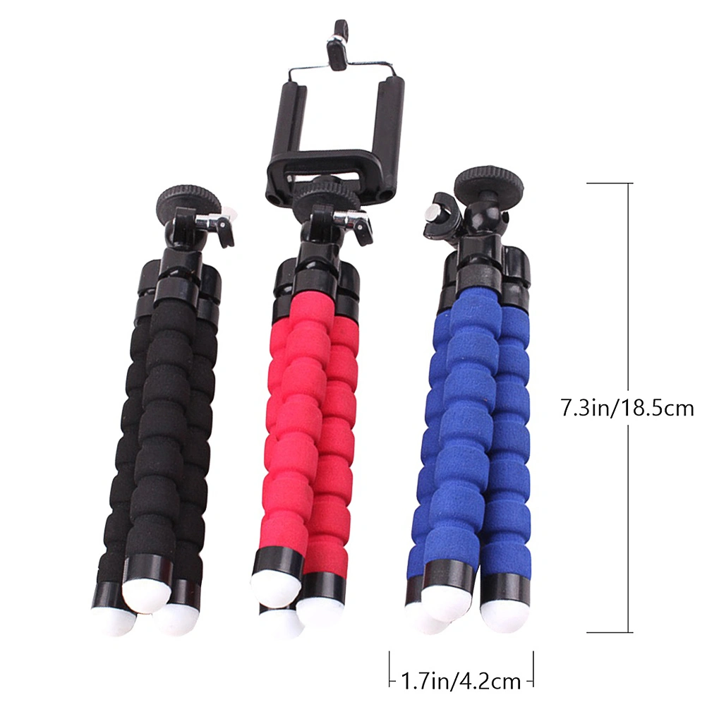 3pcs Flexible Sponge Octopus Tripod Mobile Phone Smartphone Tripod Flexible Light Weight Tripod Phone Holder Selfie Travel Tripod(Black/Red/Blue)