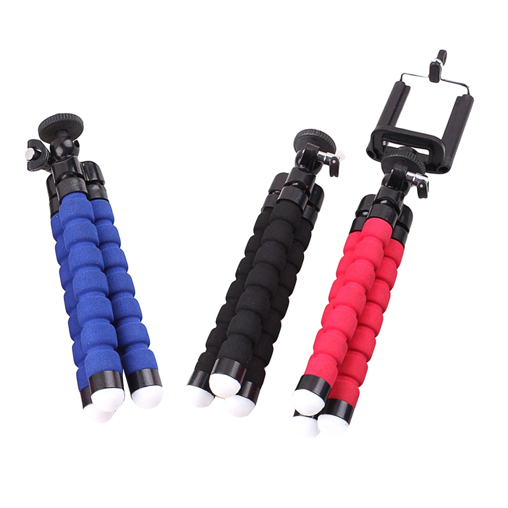 3pcs Flexible Sponge Octopus Tripod Mobile Phone Smartphone Tripod Flexible Light Weight Tripod Phone Holder Selfie Travel Tripod(Black/Red/Blue)