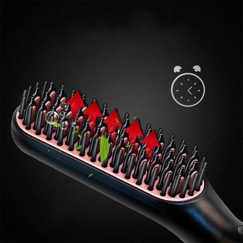 Men's Hairdressing Comb Beard Comb Beard Groomer Mustache Straightener Brushes Beard Cleaning Brushes with Original US Plug Golden