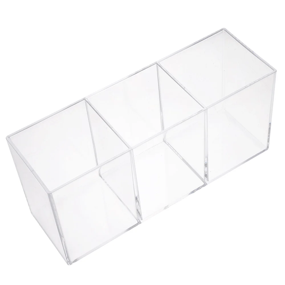 1Pc Lipstick Holder Acrylic 3 Grids Stationery Storage Rack Makeup Brush Holder