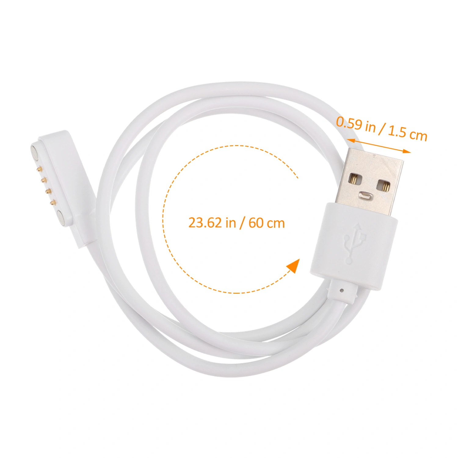 2Pcs 60CM Smart Watch Charging Cable 4 Pin Magnetic Suction USB Charging Cable