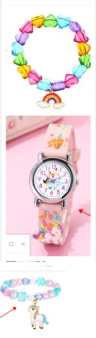 Girls Watch Bracelet Set Kids Quartz Watch Unicorn Pendant Pearl Heart Beaded Bracelets for Birthday Gifts