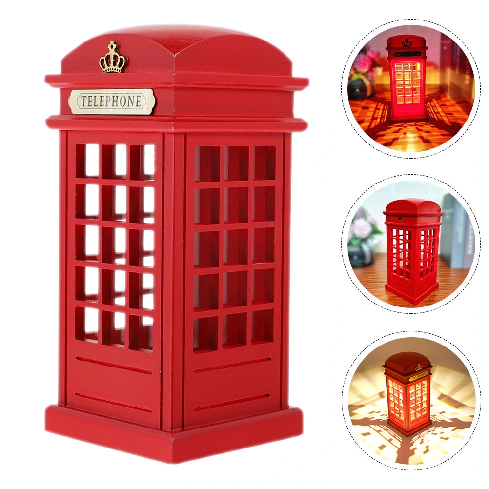 Unique Telephone Booth Table Lamp Bedroom Touch Control Nightlight Decorative Vintage Desktop Lamp