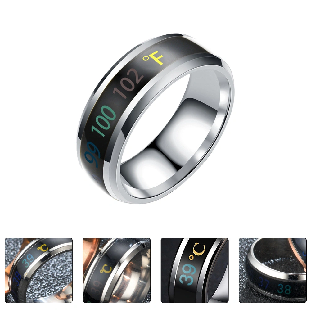 1Pc Fashion Ring Jewelry Intelligent Temperature Display Couple Ring (No.6)