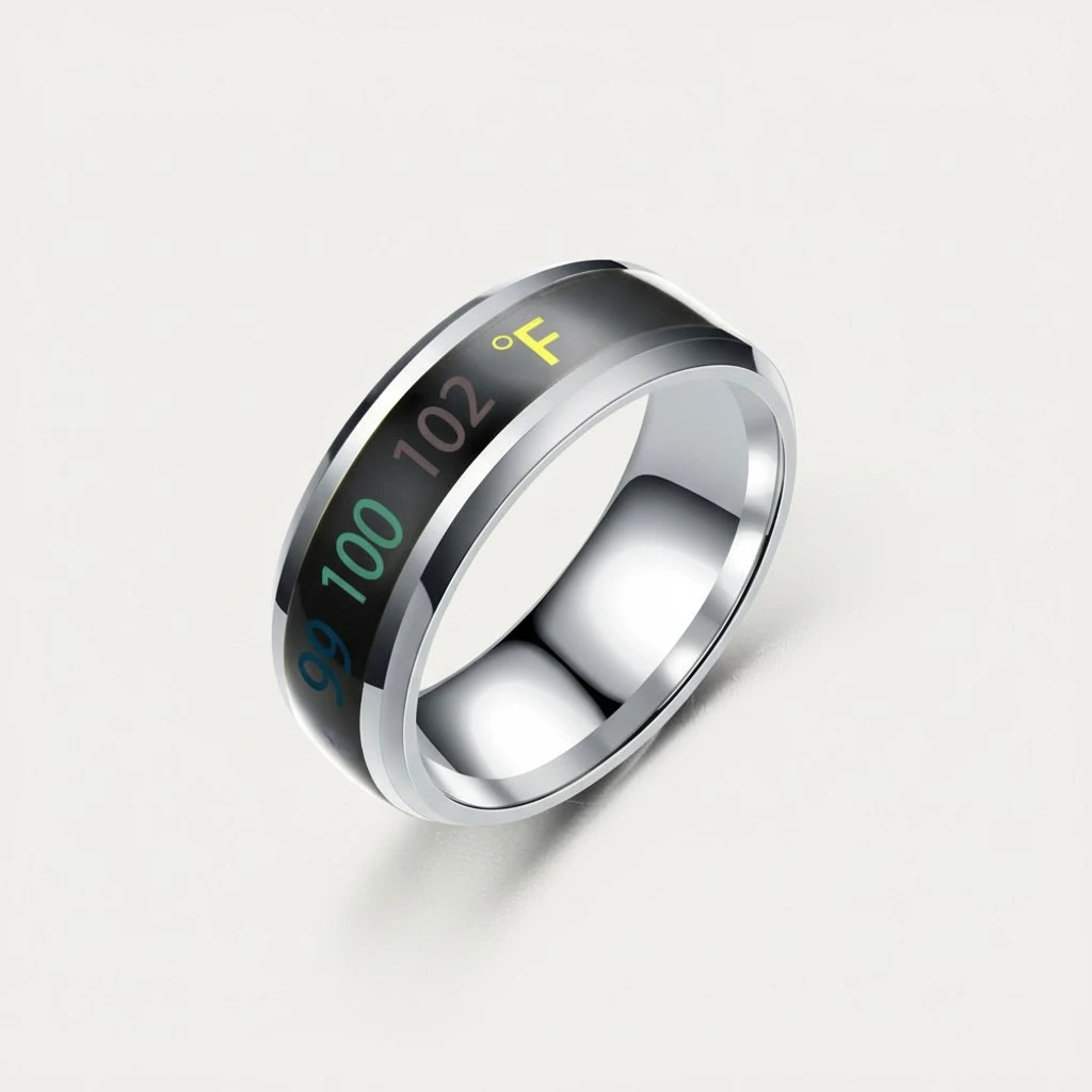 1Pc Fashion Ring Jewelry Intelligent Temperature Display Couple Ring (No.6)
