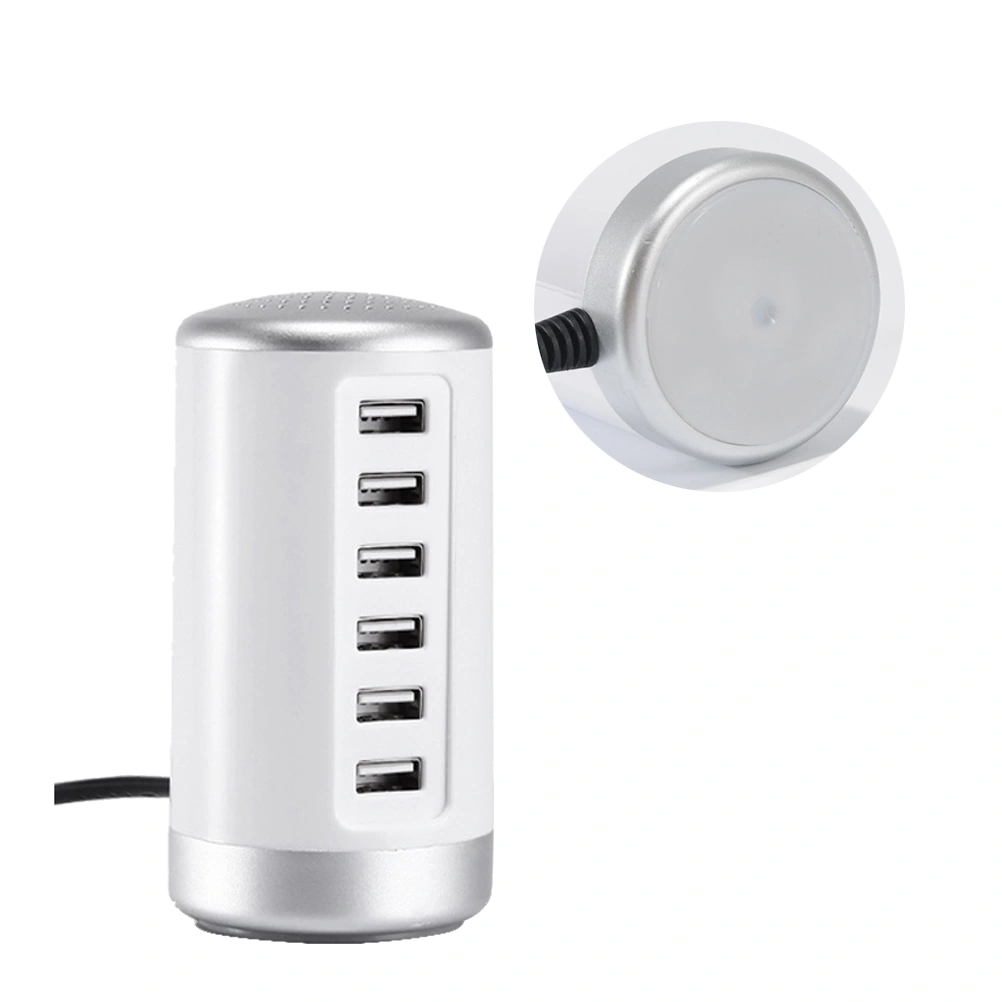 6 Port USB HUB Power Adapter Mobile Phone Charger Desk Charging Plate With US Plug(White)