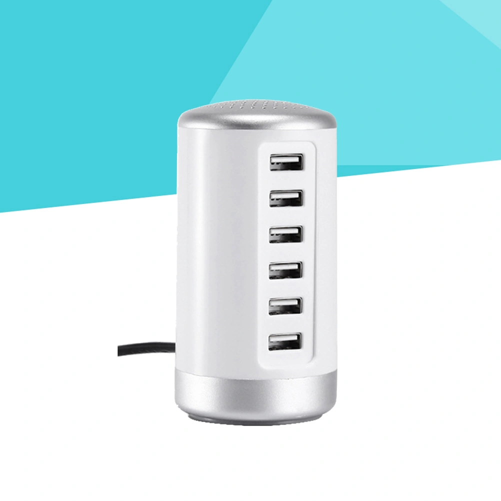 6 Port USB HUB Power Adapter Mobile Phone Charger Desk Charging Plate With US Plug(White)