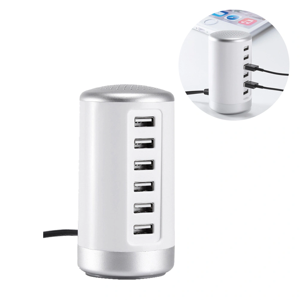 6 Port USB HUB Power Adapter Mobile Phone Charger Desk Charging Plate With US Plug(White)