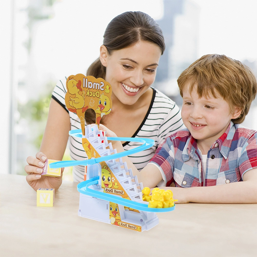 1 Set Small Duck Sliding Toys Electric Duck Climbing Stairs Tracks Slide Toy for Kids Toddlers