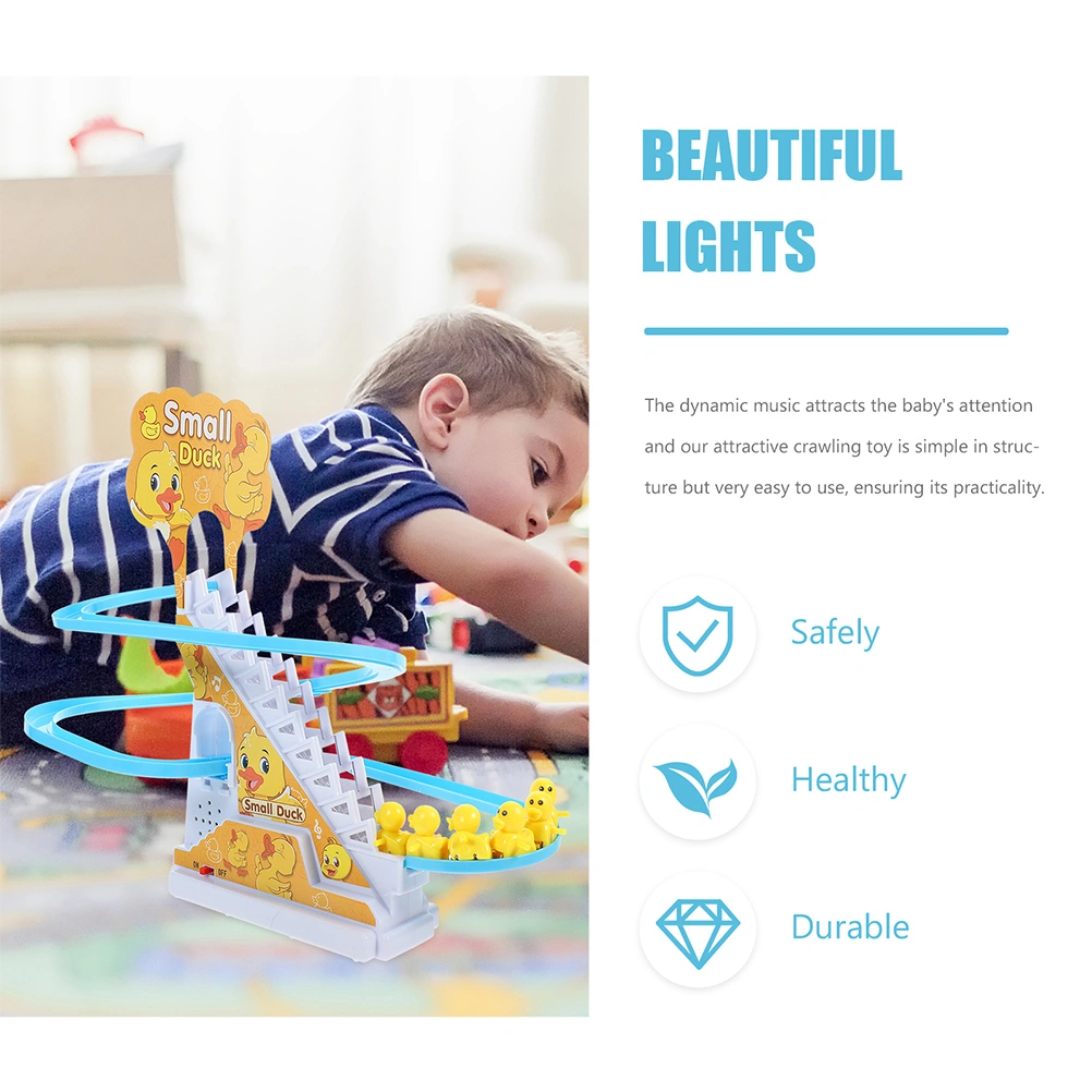 1 Set Small Duck Sliding Toys Electric Duck Climbing Stairs Tracks Slide Toy for Kids Toddlers