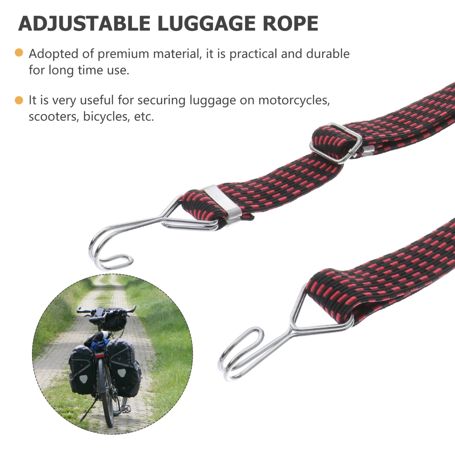 4pcs Adjustable Bungee Cords Long Flat Elasticity Ropes Heavy Duty Elastic Straps
