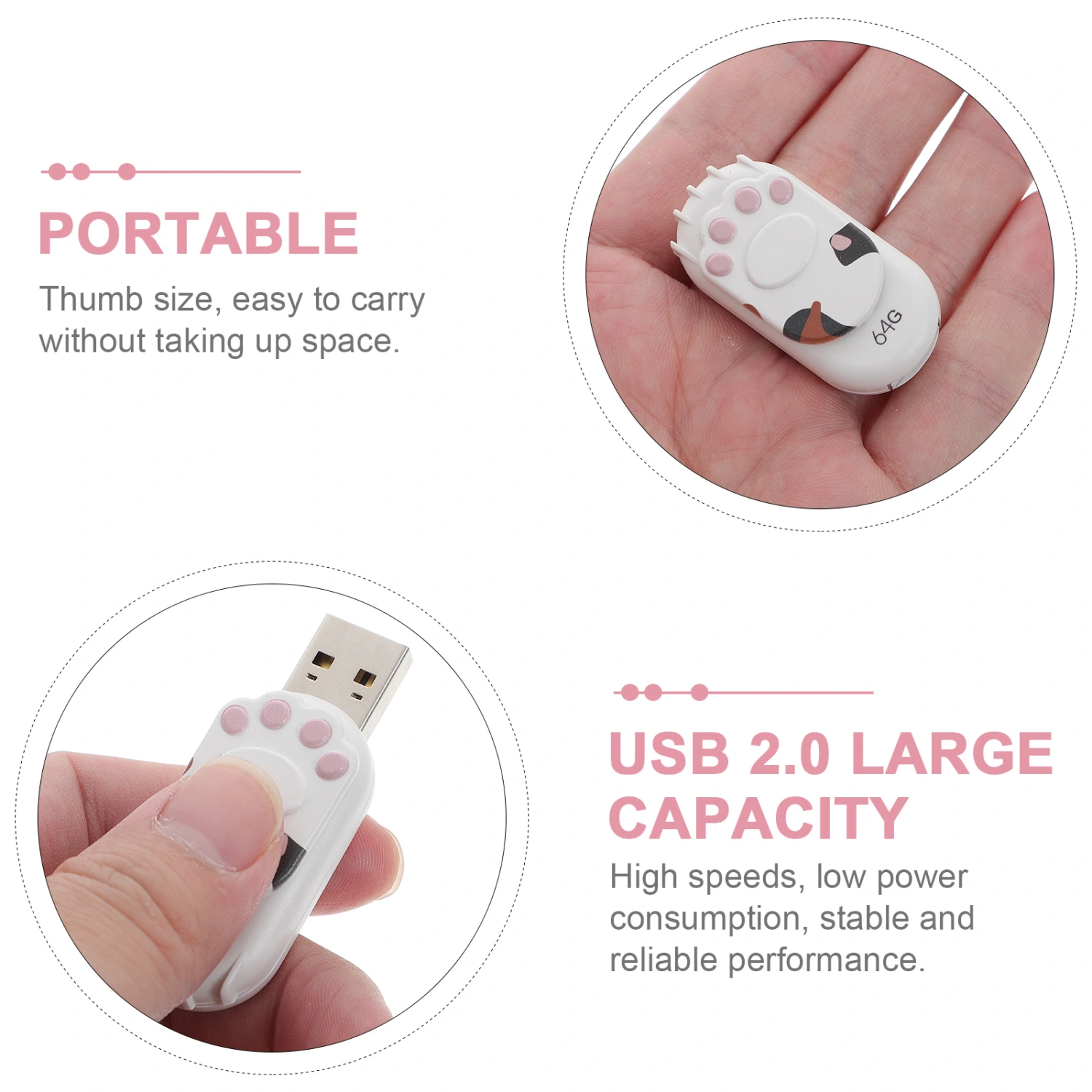 USB Flash Drive Cartoon USB Memory Stick Portable Swivel Thumb Drive(64GB)