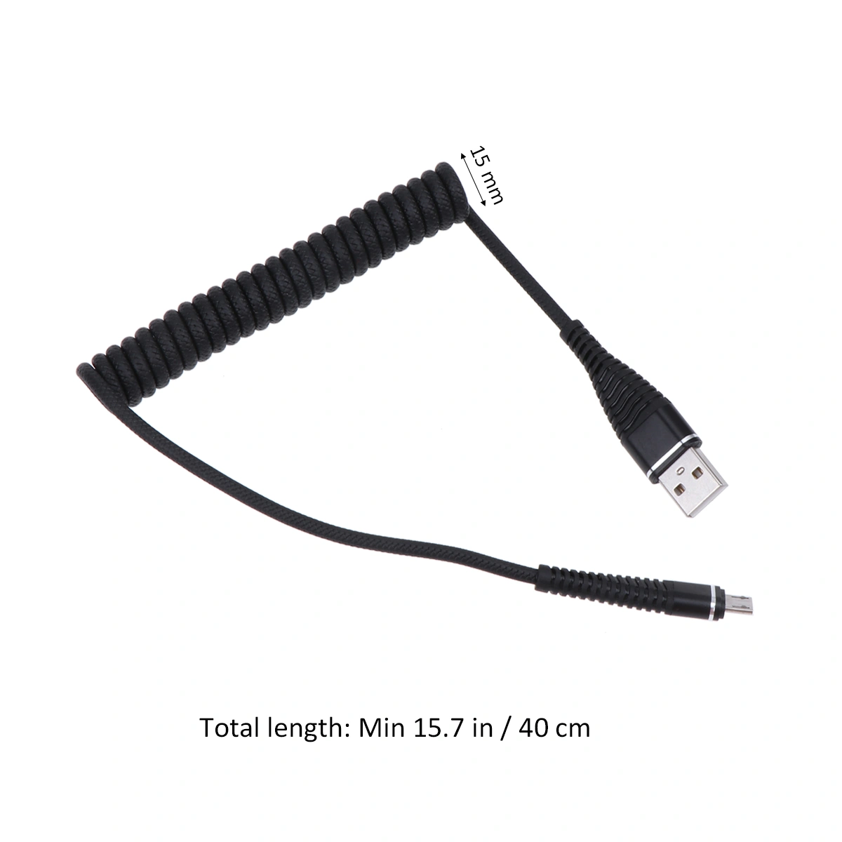 Telescopic Mobile Phone Charging Cable Portable Data Line Useful Data Transmission Charger for Android (Android, Black)