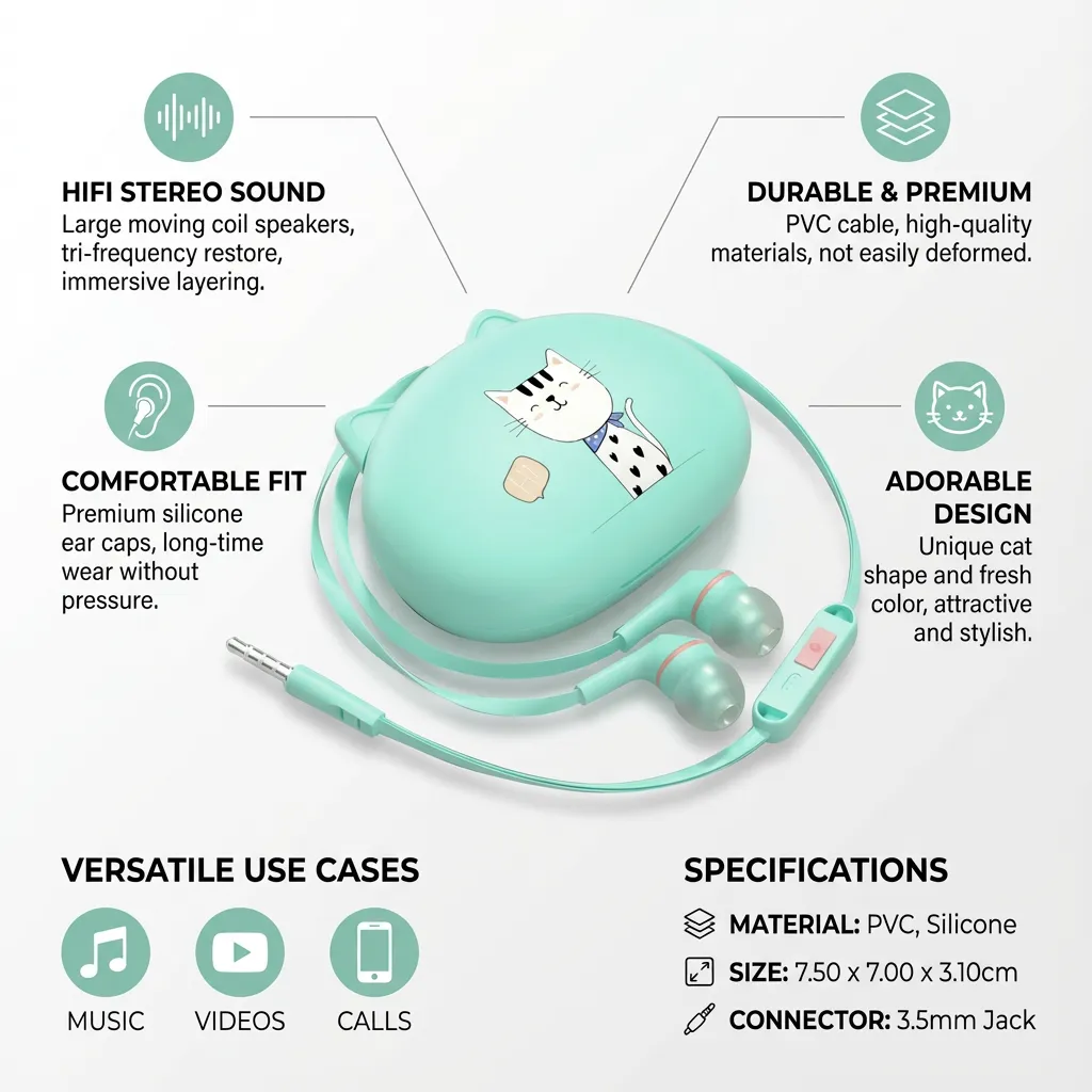In-ear Earphone Wired Earbuds Headphone Cable Adorable Design Wired Earphone