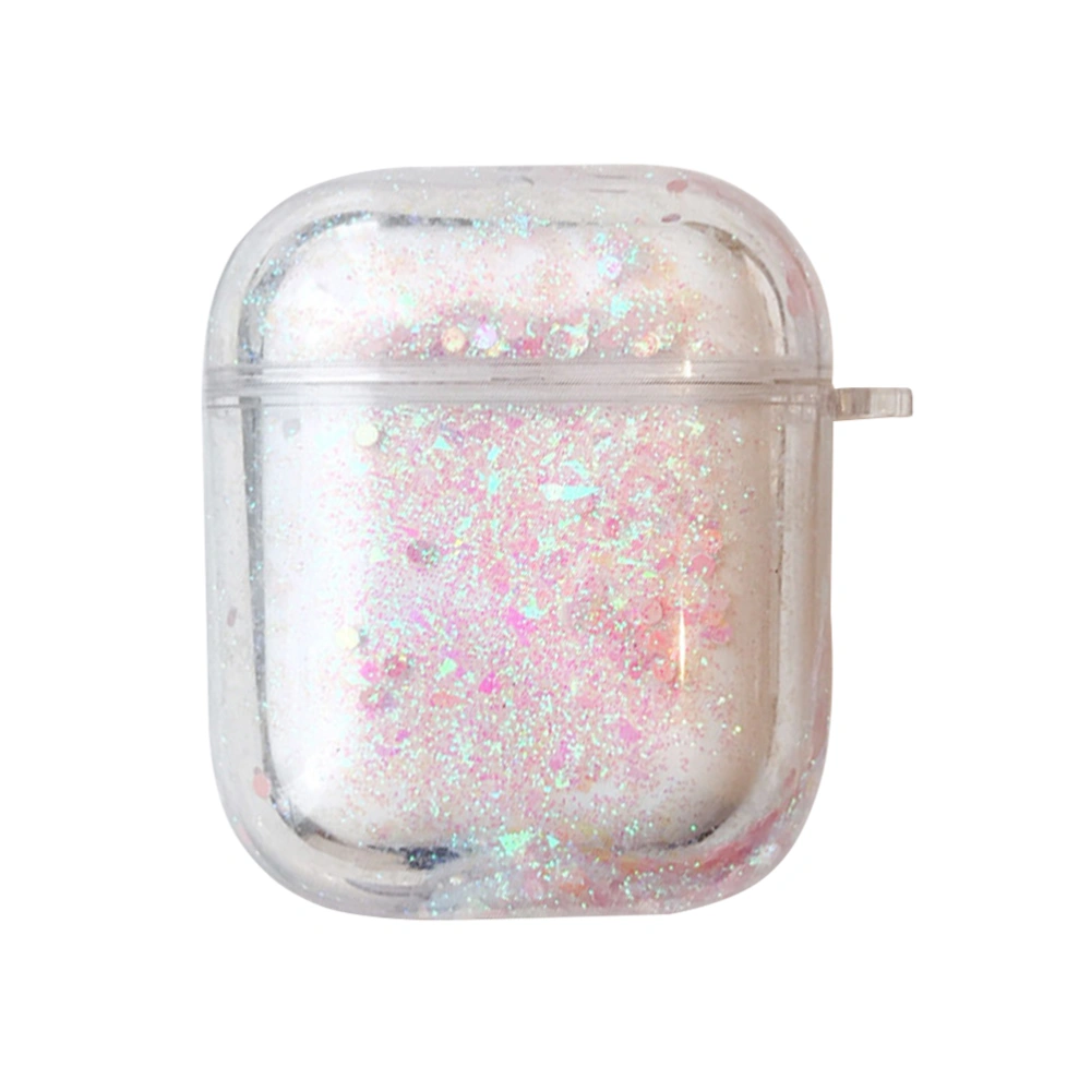 1pc Wireless Earphone Case Protective Earphone Shell Earphone Cover Glitter Decor Compatible for AirPods1/2 (Pink)