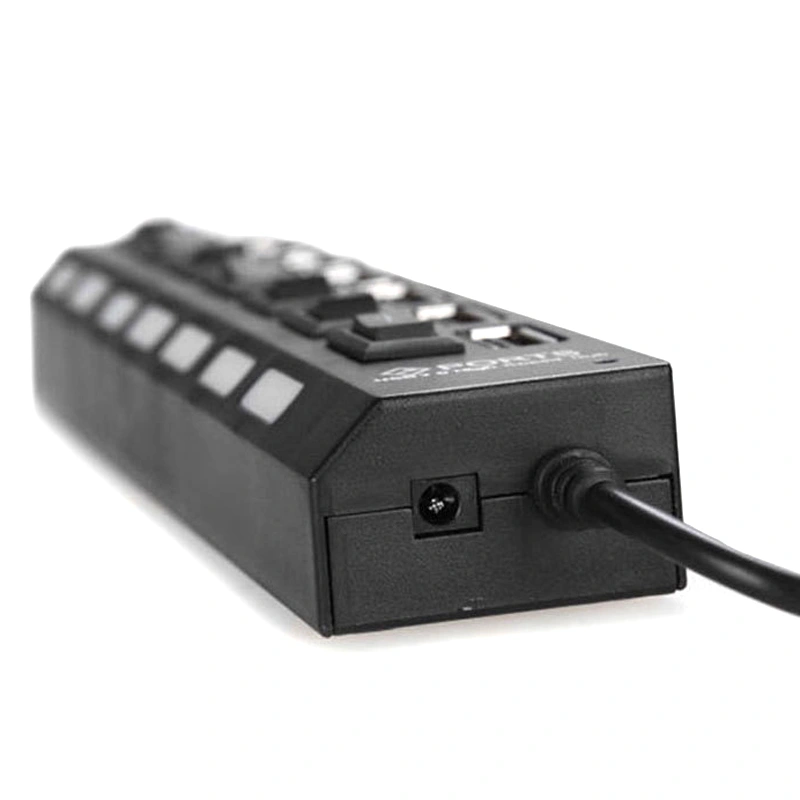 7-Port USB 2.0 Multi Charger Hub with High Adapter ON/OFF Switch for Laptop PC (Black)