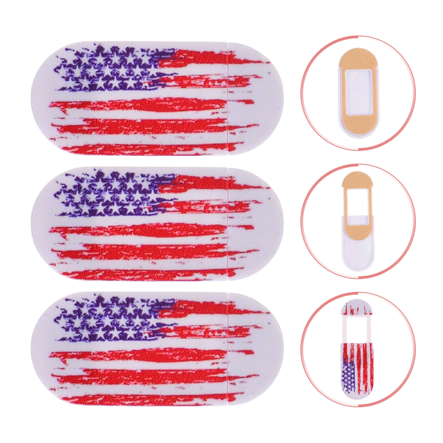 3pcs Laptop Camera Cover The Stars and The Stripes Pattern Webcam Privacy Cover