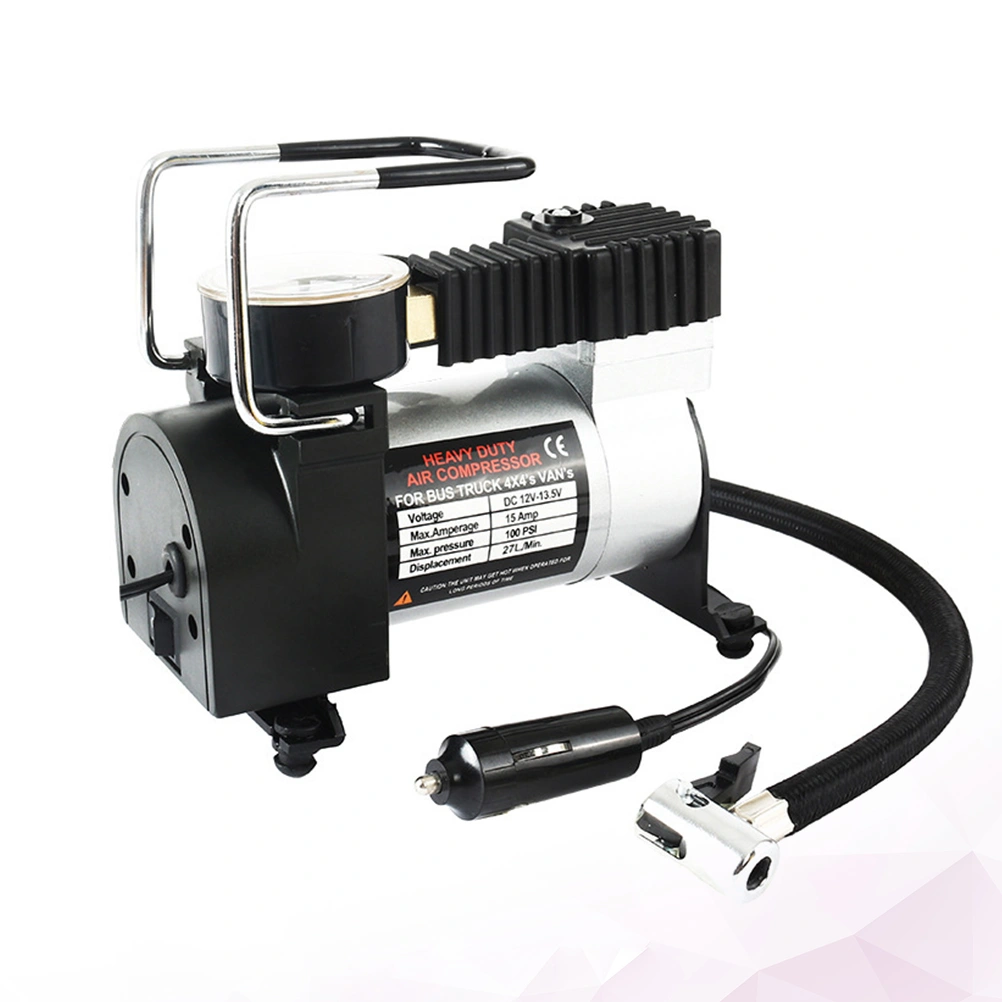 12V Car Tyre Inflator Single Cylinder Air Compressor Metal Tire Inflator High Pressure Air Pump