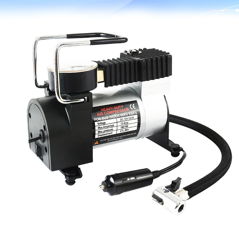 12V Car Tyre Inflator Single Cylinder Air Compressor Metal Tire Inflator High Pressure Air Pump