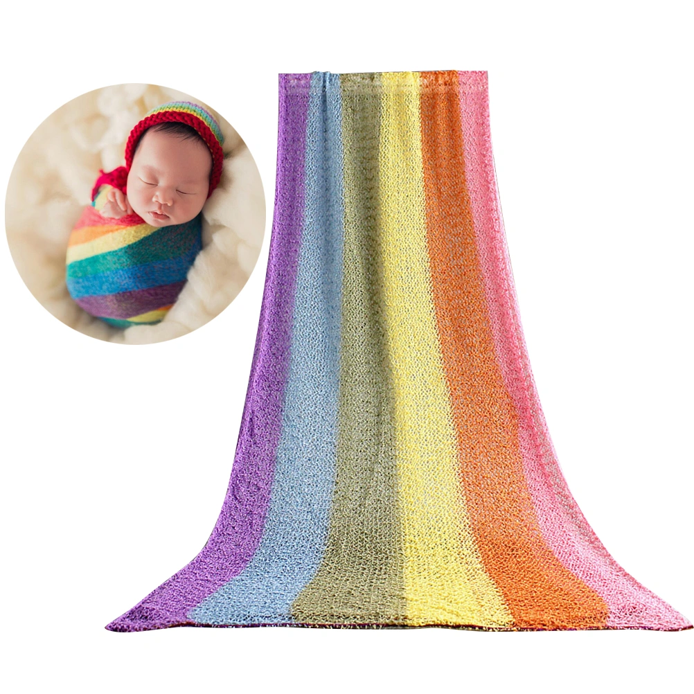 Newborn Baby Photography Rainbow Wrap Baby Stretch Blanket Wrap Photo Prop Infant Photos Outfits