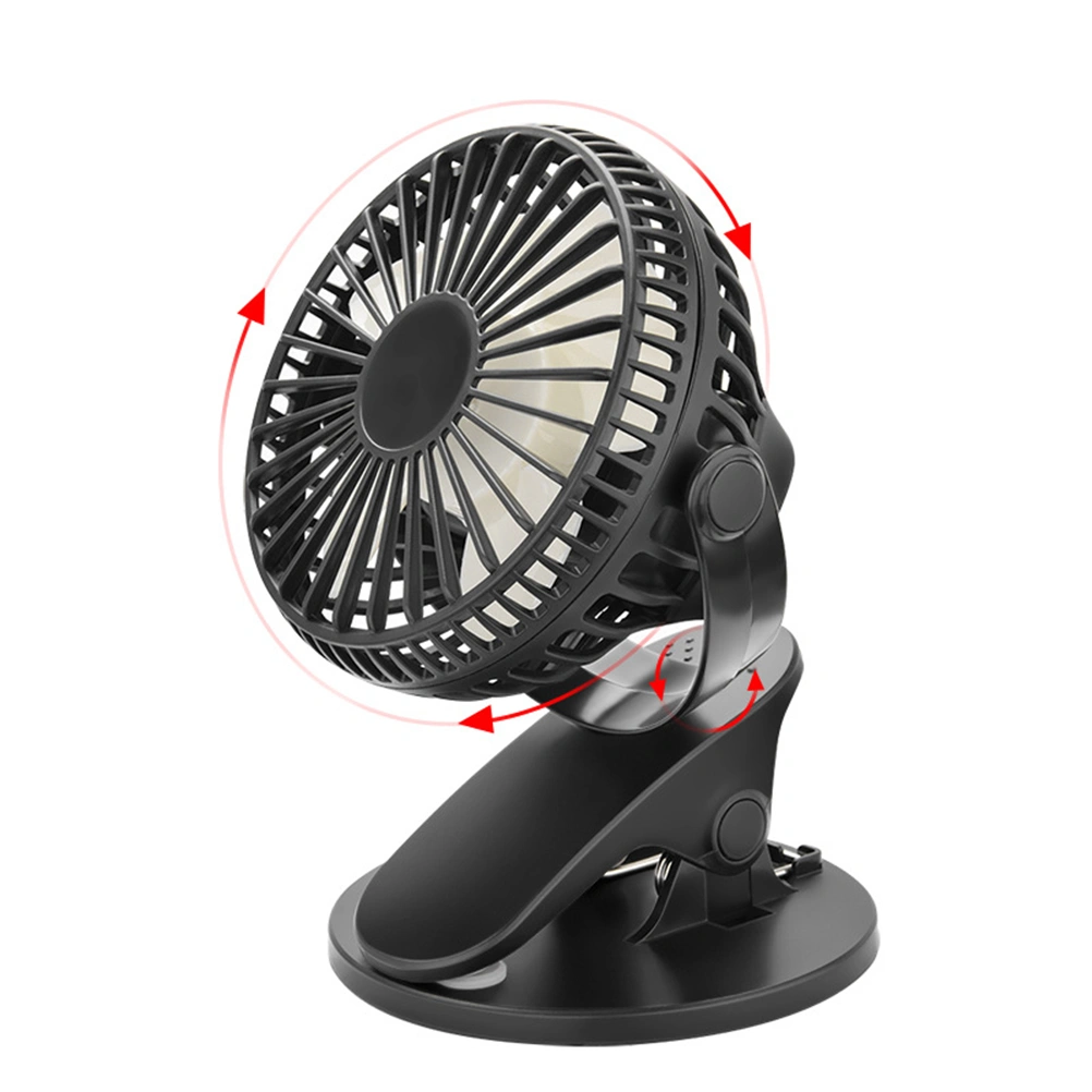USB Rechargeable Desktop Handheld Fan with Clip Adjustable Electric Fan for Home Office Car (Black)