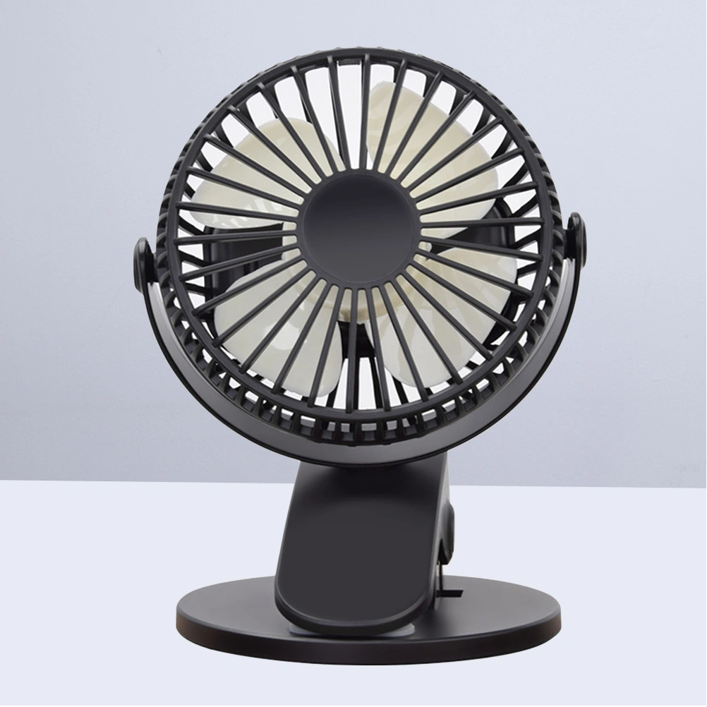 USB Rechargeable Desktop Handheld Fan with Clip Adjustable Electric Fan for Home Office Car (Black)