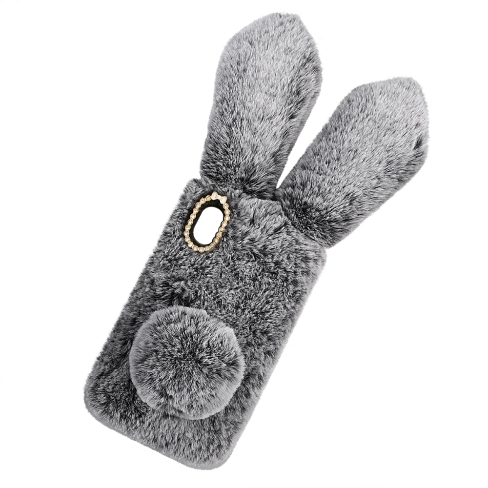 1PC Plush Rabbit Phone Shell Lovely Rabbit Phone Case Warm Phone Protective Cover Rhinestone Camera Frame Phone Cover TPU Base Phone Shell Compatible for Galaxy A10 (Dark Grey)