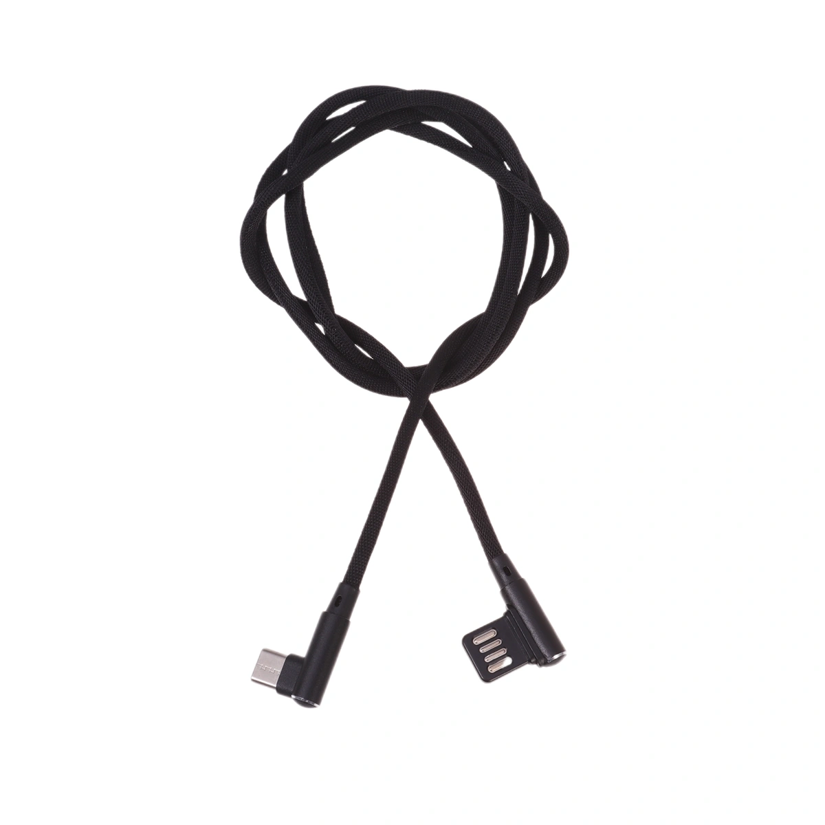 1m 90 Degree Elbow Data Cable Type C Cable Charging Cable USB C Mobile Phone Braided Charger Cord for Smart Phone (Black)