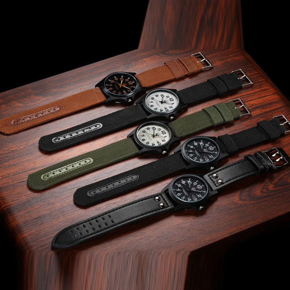 Man Quartz Wrist Watch Woven Nylon Male Watch Fashion Sports Wrist Watches Calendar Quartz Wrist Watch (Brown)