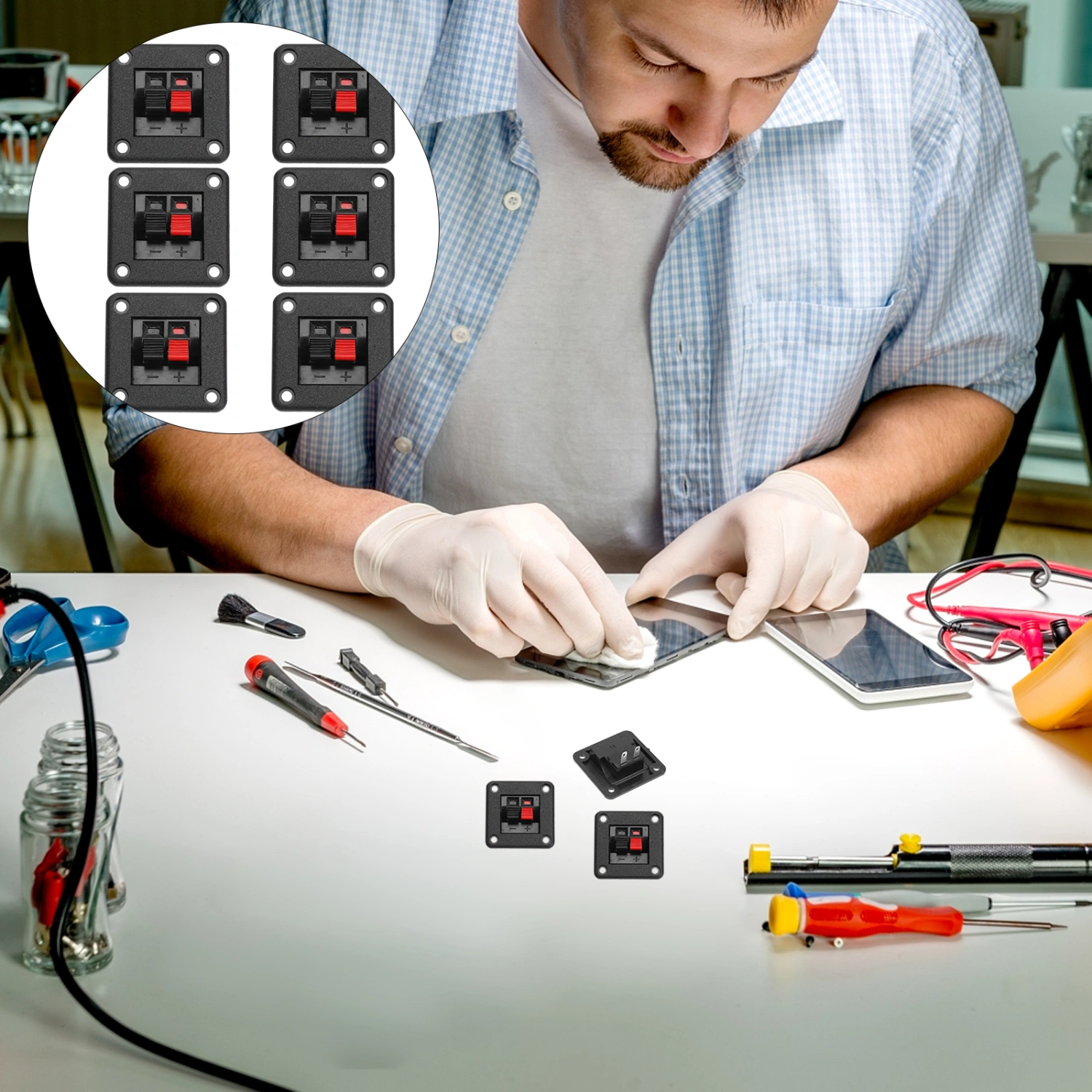 6pcs Speaker Terminal Connectors Stereo Speaker Terminal Wiring Board Switch Plate