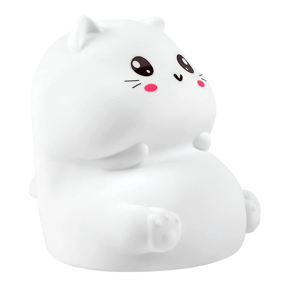 1Pc USB Charging Cat Lamp Color Changing Patted Lamp for Home Bedside (White)
