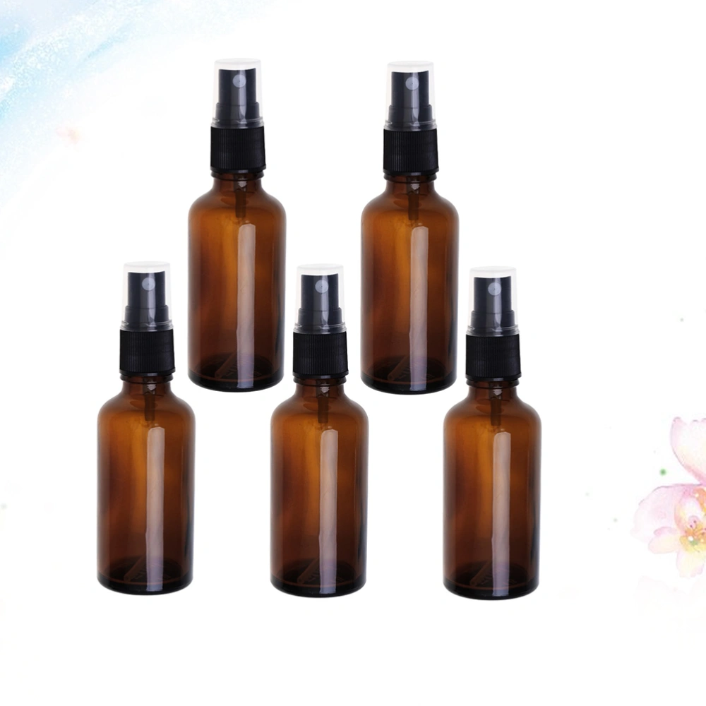 5Pcs 50ml Portable Liquid Bottle Brown Empty Spray Bottle Refillable Bottles for Travel