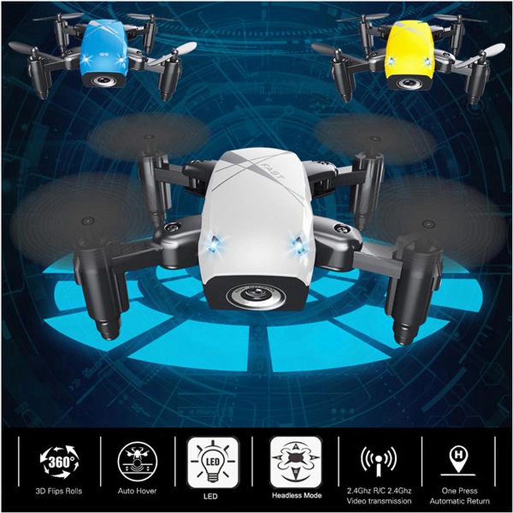 S9 Pocket Mini Foldable RC Drone 2.4GHz 6-Axis Gyro Quadcopter With Camera WiFi FPV Headless Mode One Key Automatic Return Alititude Hold Aircraft Toys (White)