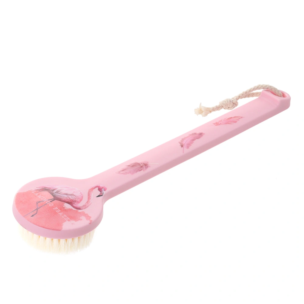 Long Handle Bath Scrubber Printed Body Brush Exfoliating Shower Brush (Flamingo)