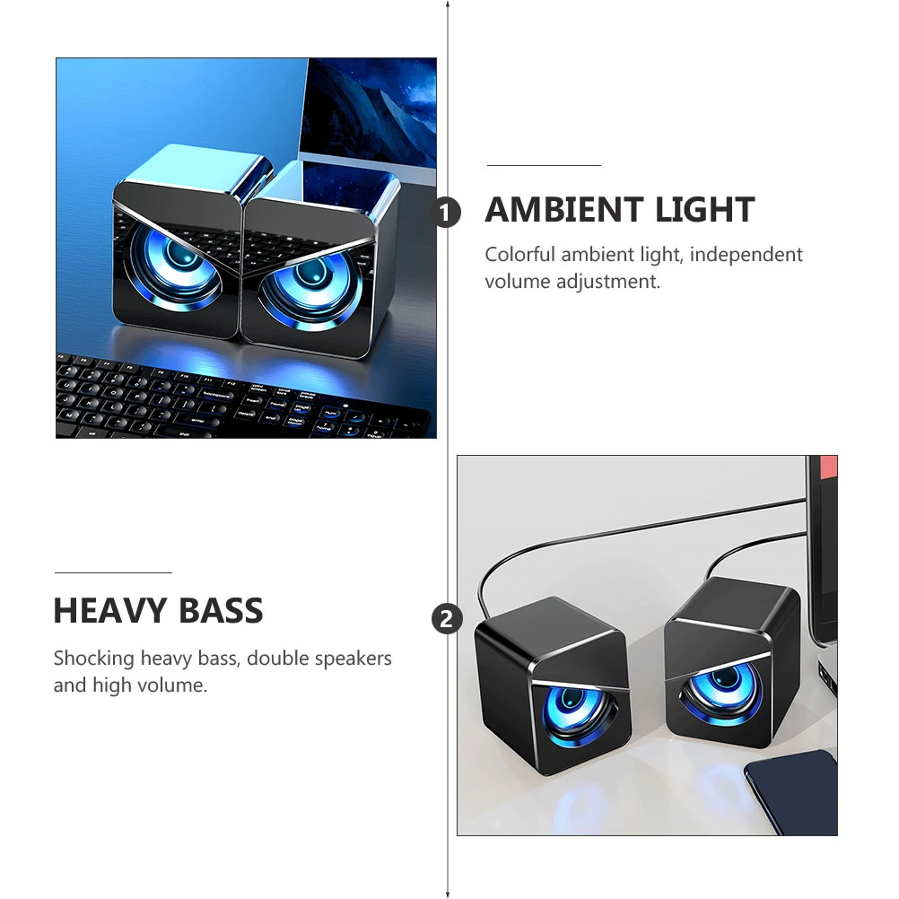 1 Pair of Desktop Computer Speaker Wired Surround Speaker Loudspeaker Box