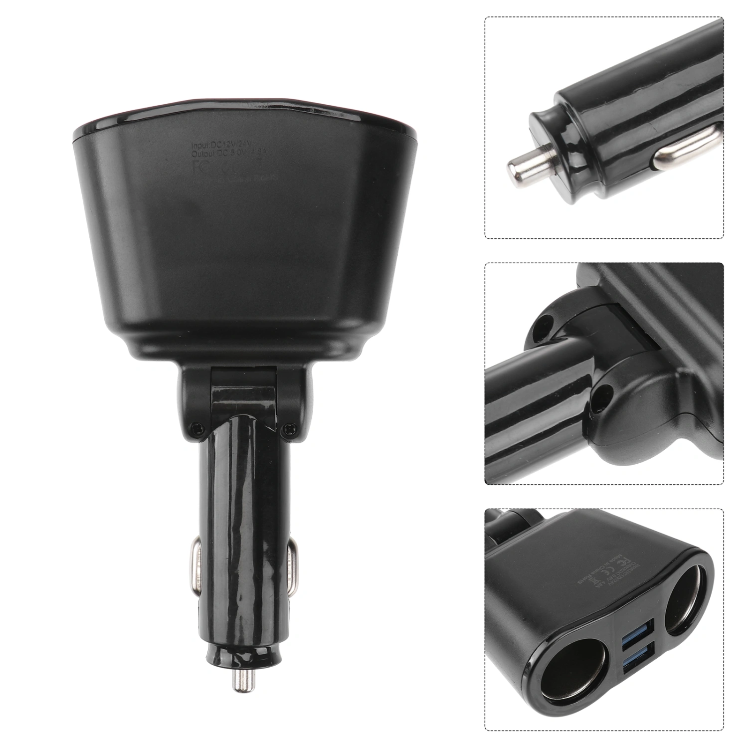 1Pc Car Charging Wire General Vehicle Cigarette Lighter Cigarette Lighter Power Supply Socket(Black)