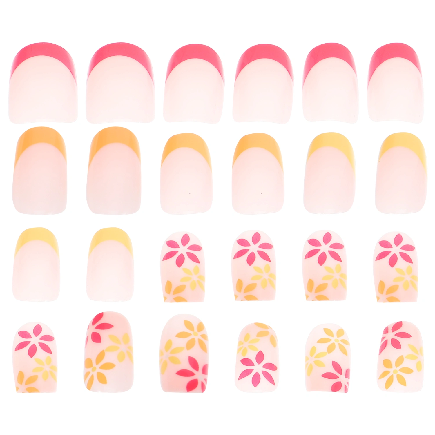 24pcs Press on Nails Women Glue on Nails Fake Nails Patches French Tip Press on Nails for Teen Girls