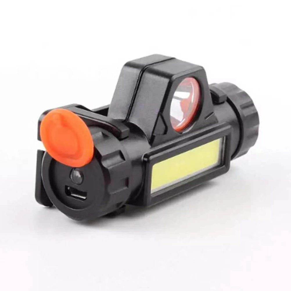 Mini COB LED Headlight Headlamp Head Lamp with Magnet Flashlight USB Rechargeable Built-in 18650 Battery Torch Camping Hiking Night Fishing Light (Black)