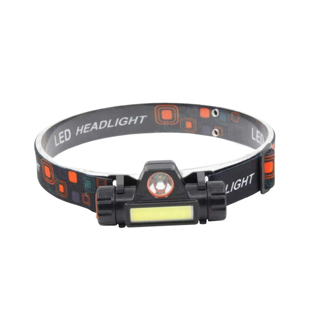 Mini COB LED Headlight Headlamp Head Lamp with Magnet Flashlight USB Rechargeable Built-in 18650 Battery Torch Camping Hiking Night Fishing Light (Black)