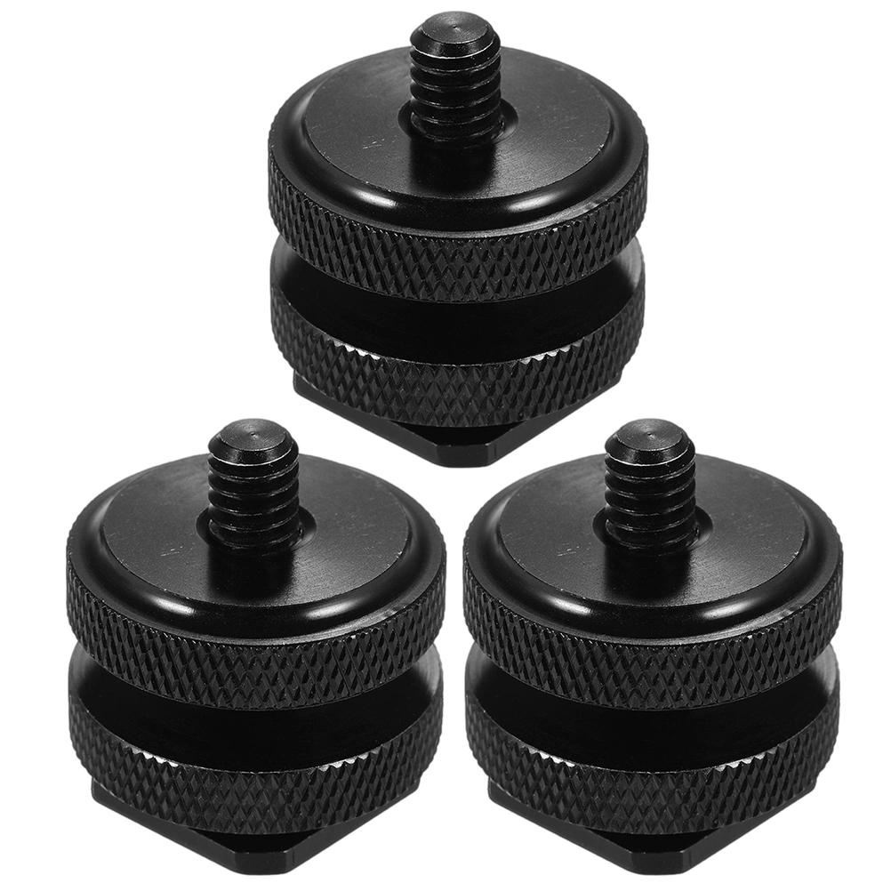 3PCS Hot Shoe Mount Adapter 1/4 inch Dual Layer Hot Shoe Camera Hot Shoe Mount