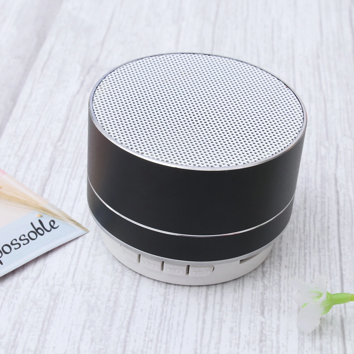 Aluminum Alloy WirelessSpeakers Outdoor portable Mini Metal Speaker with LED Lights Support TF FM Radio (Black)