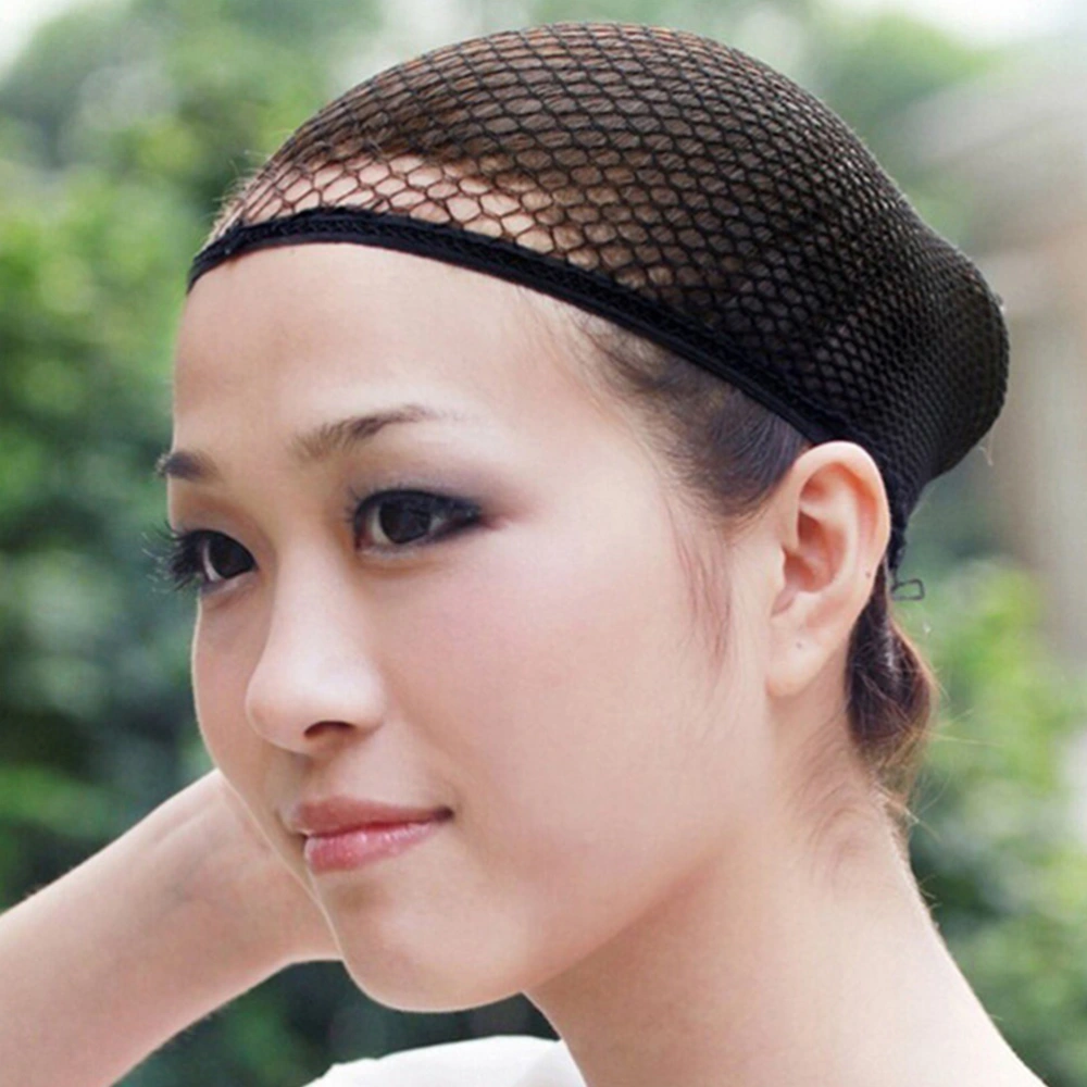 10PCS High Temperature Fiber Wig Net Elastic Mesh Wig Hairdressing Accessories (Black)