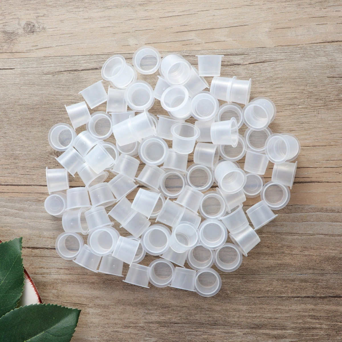 100pcs Ink Caps Disposable Ink Cups Permanent Eyelash Makeup Eyebrow Tattooing Pigment Container Kits Supplies 15mm Size L (White)
