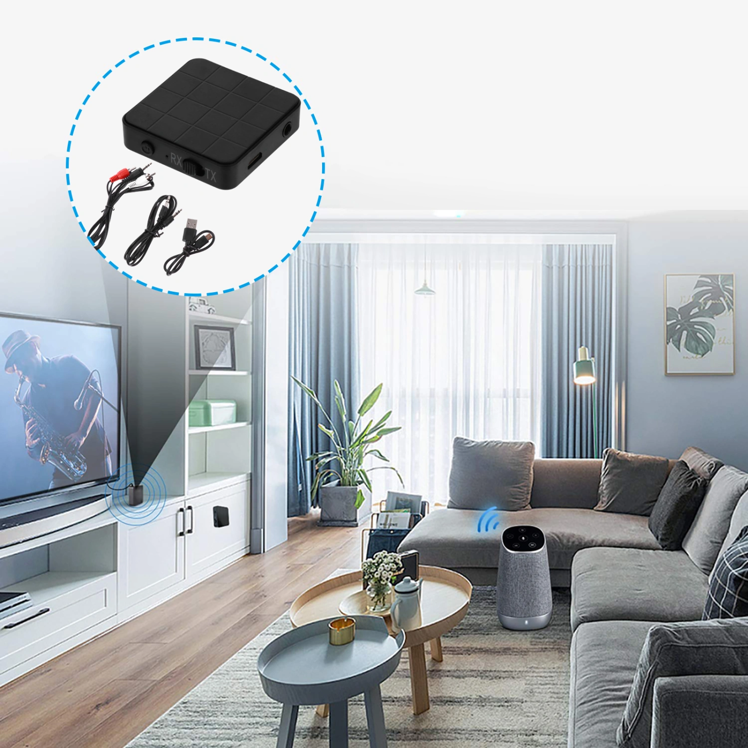 1 Set Wireless Receiver Transmitter Adapter Mini Portable Wireless Audio Devices