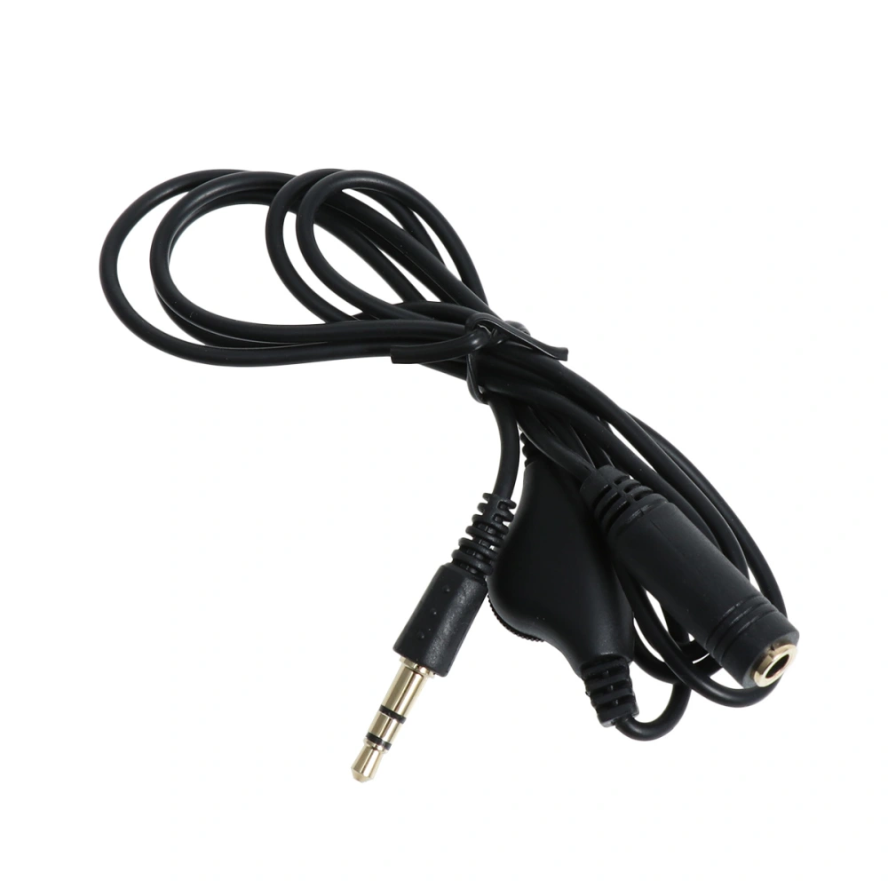 FOXNOVO 1M 3.5mm Male to Female Stereo Headphone Audio Extension Cable Cord with Volume Control (Black)