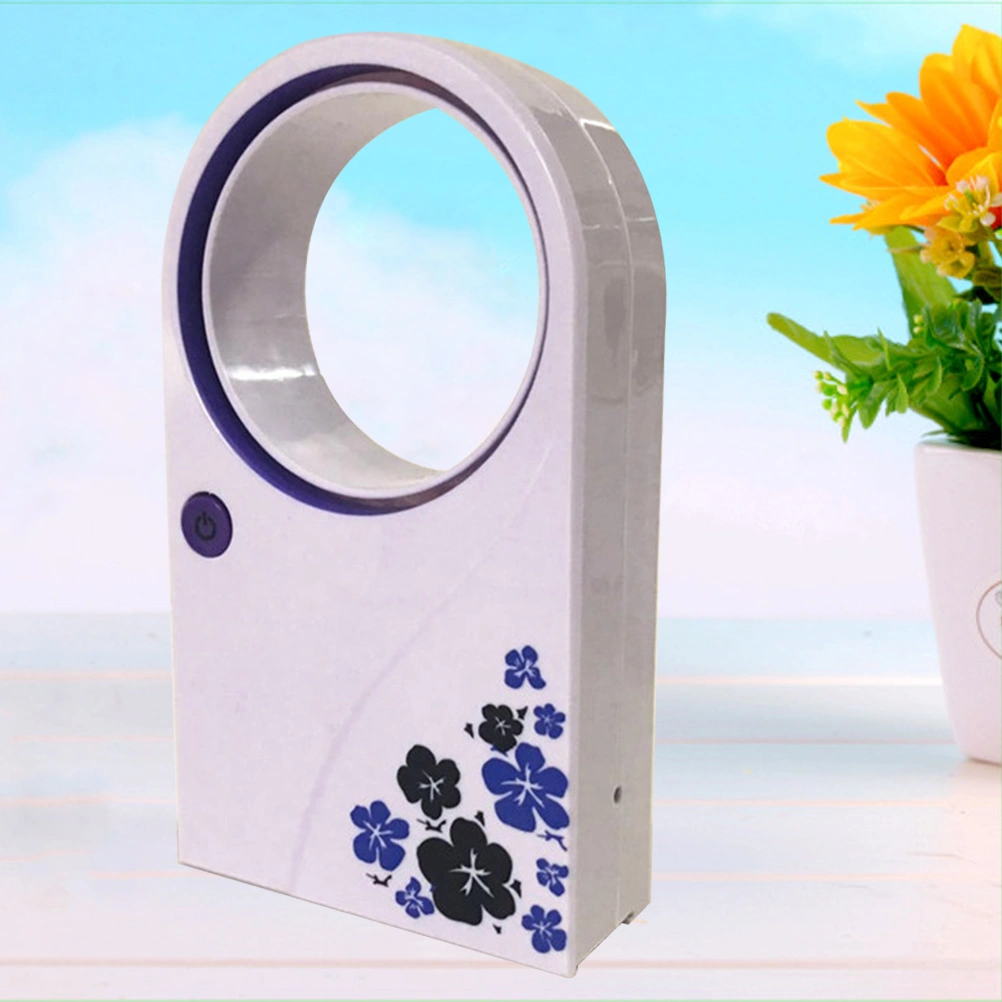 Summer Portable Handheld Mini Air Conditioner Electric Bladeless Fan No Leaf Air Cooling Fan USB or Battery Condition (Purple))