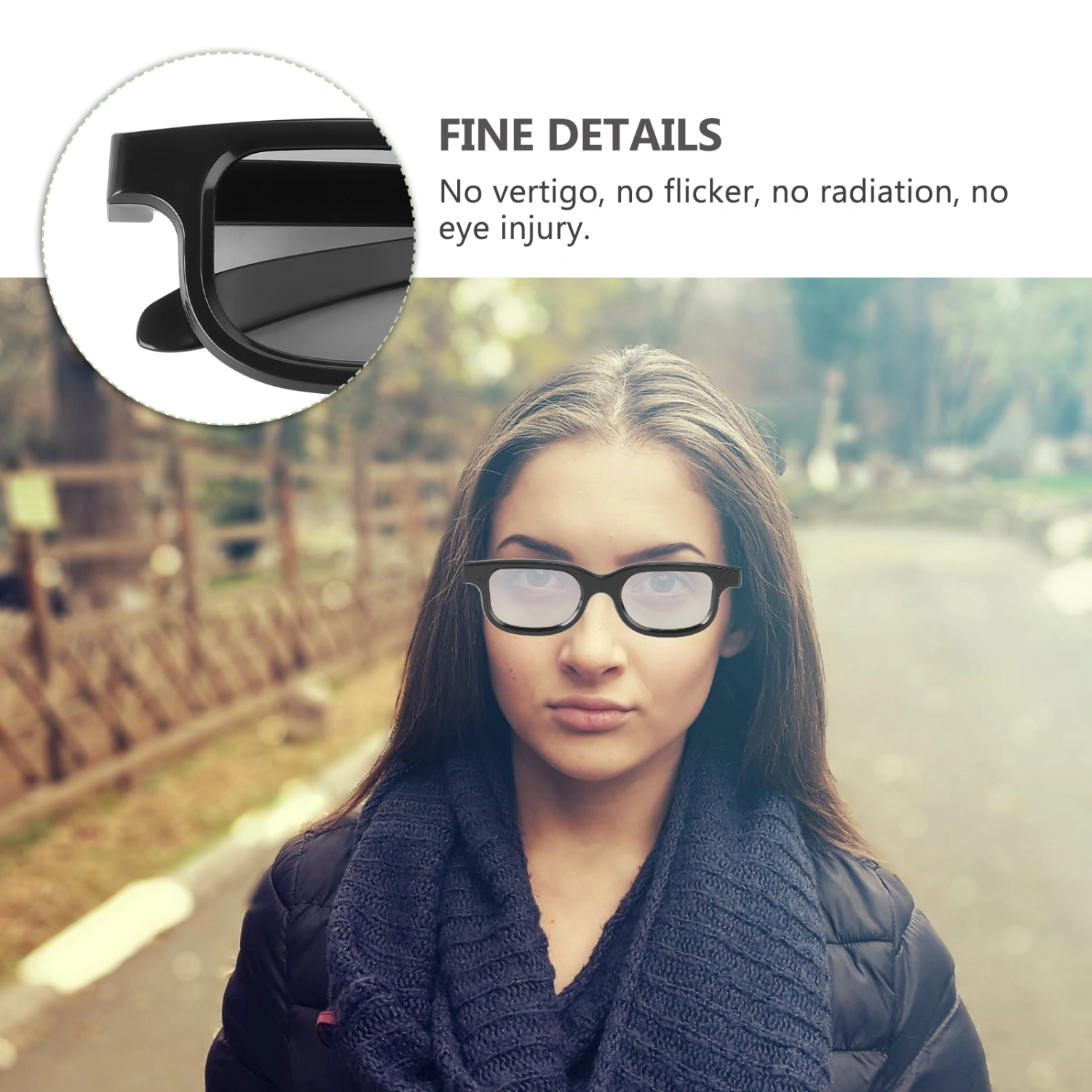 5 Pairs of Passive Circular Polarized Lens 3D Glasses for Adult (Black)